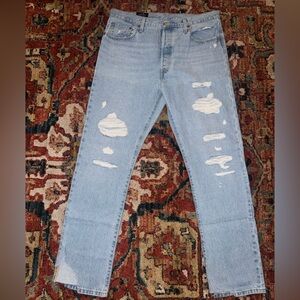 Levi's Light Blue Distressed 501